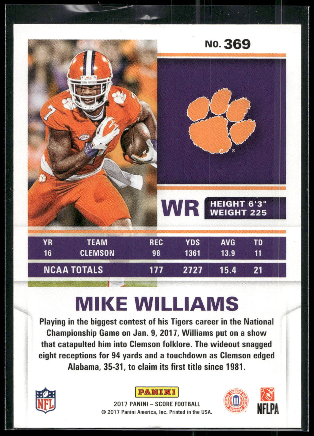 2017 Score #369 Mike Williams