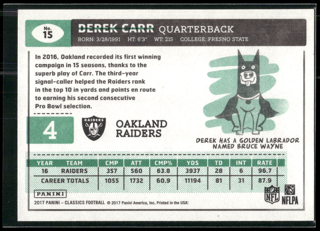 2017 Panini Classics #15 Derek Carr