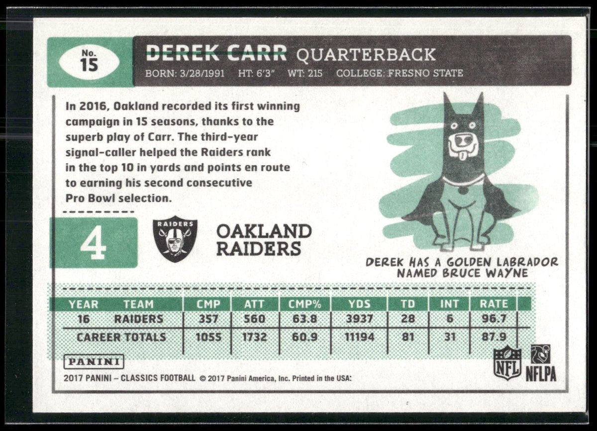 2017 Panini Classics #15 Derek Carr