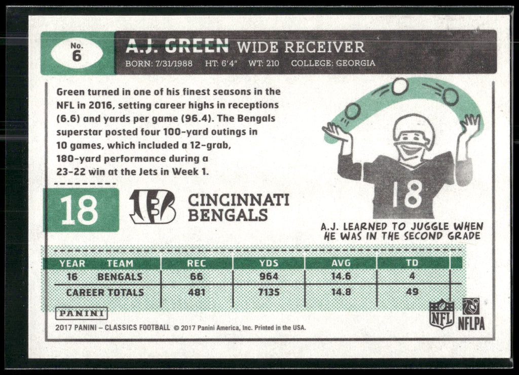 2017 Panini Classics #6 A.J. Green