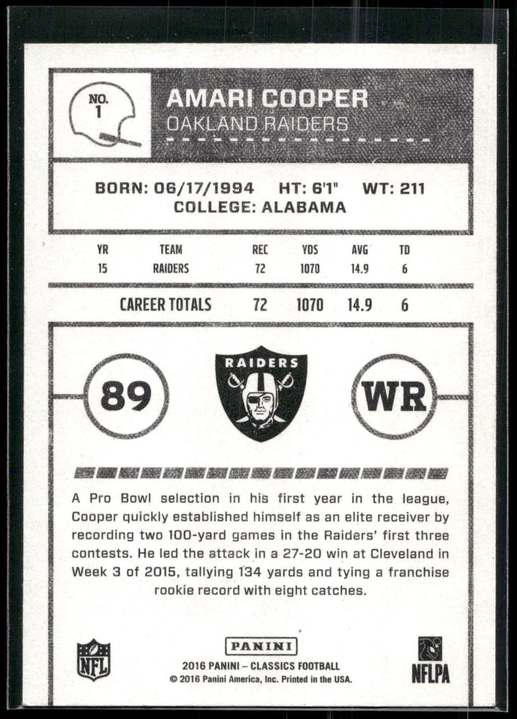 2016 Panini Classics #1 Amari Cooper