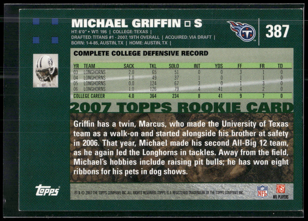 2007 Topps #387 Michael Griffin