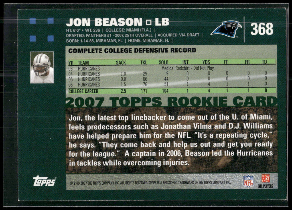 2007 Topps #368 Jon Beason