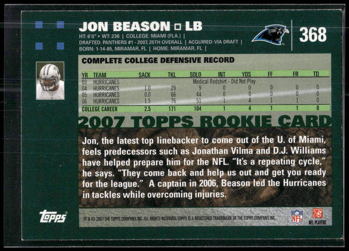 2007 Topps #368 Jon Beason