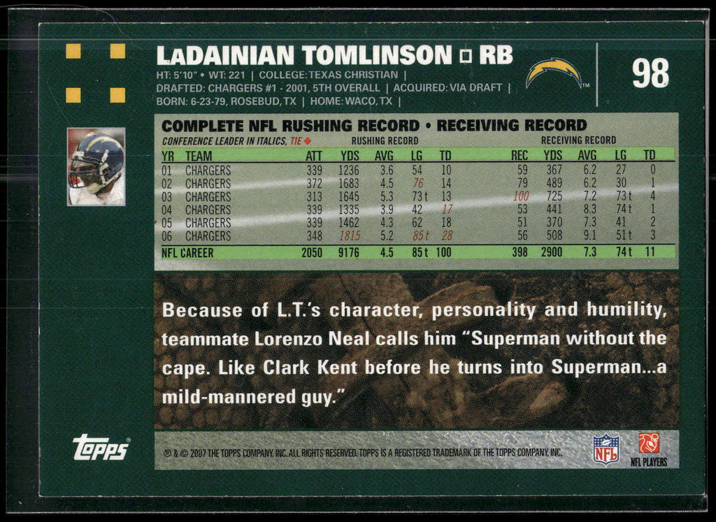 2007 Topps #98 LaDainian Tomlinson