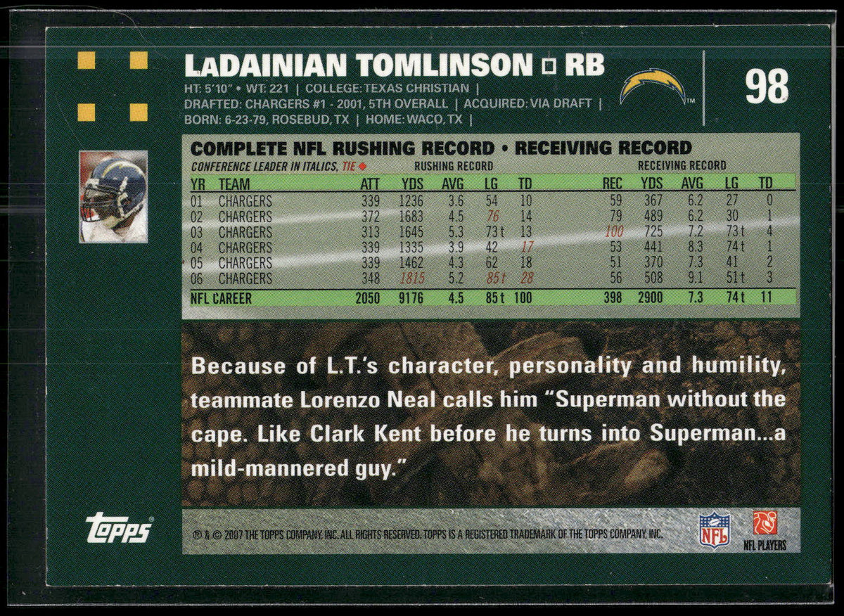 2007 Topps #98 LaDainian Tomlinson
