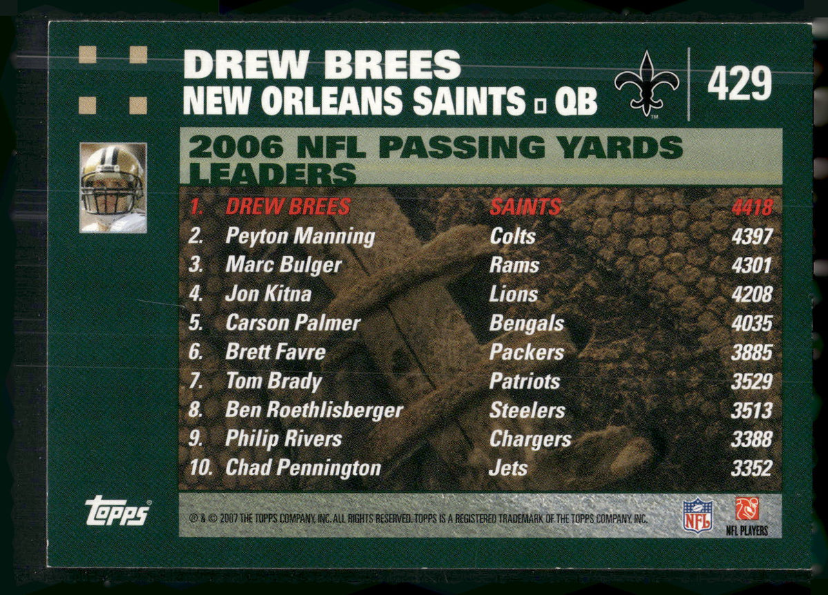 2007 Topps #429 Drew Brees