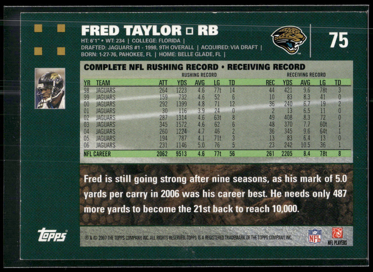 2007 Topps #75 Fred Taylor