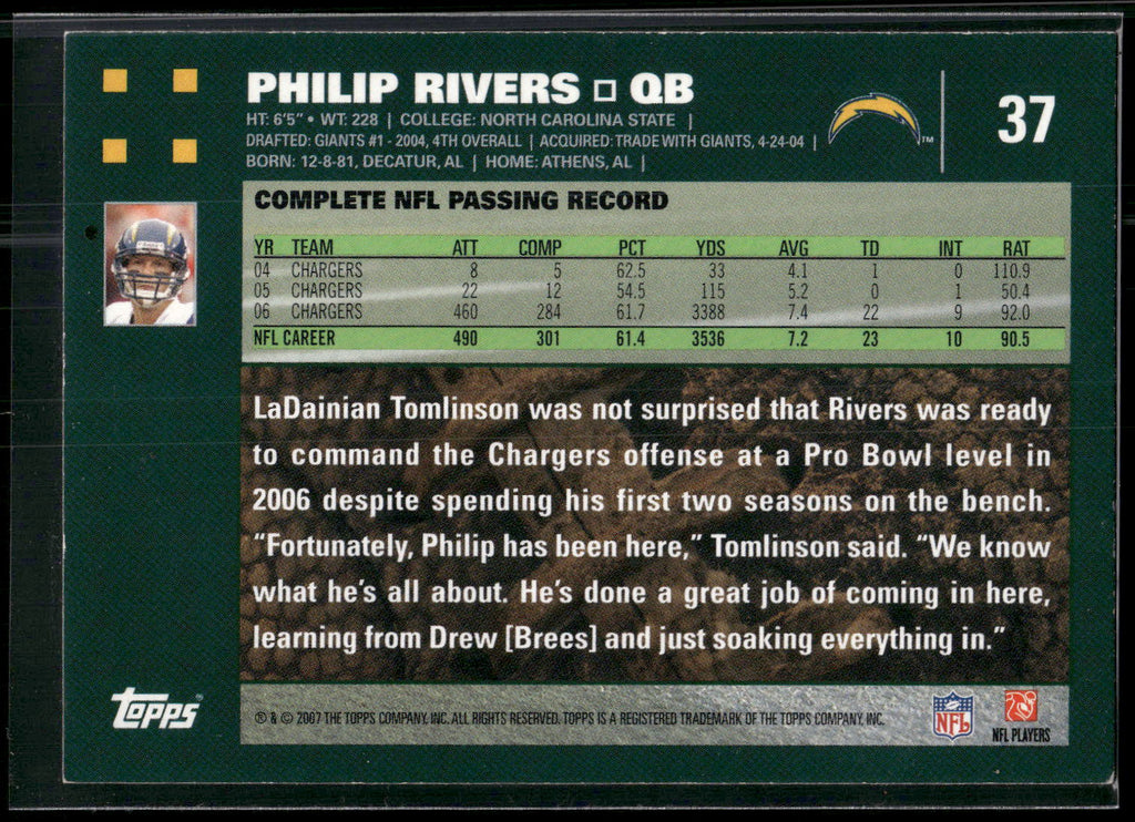2007 Topps #37 Philip Rivers