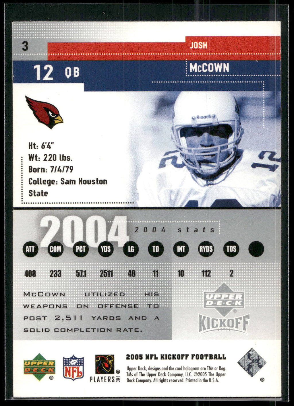 2005 Upper Deck Kickoff #3 Josh McCown