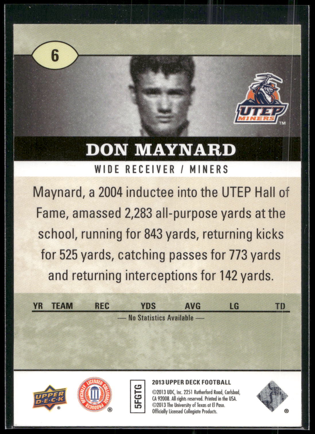 2013 Upper Deck #6 Don Maynard