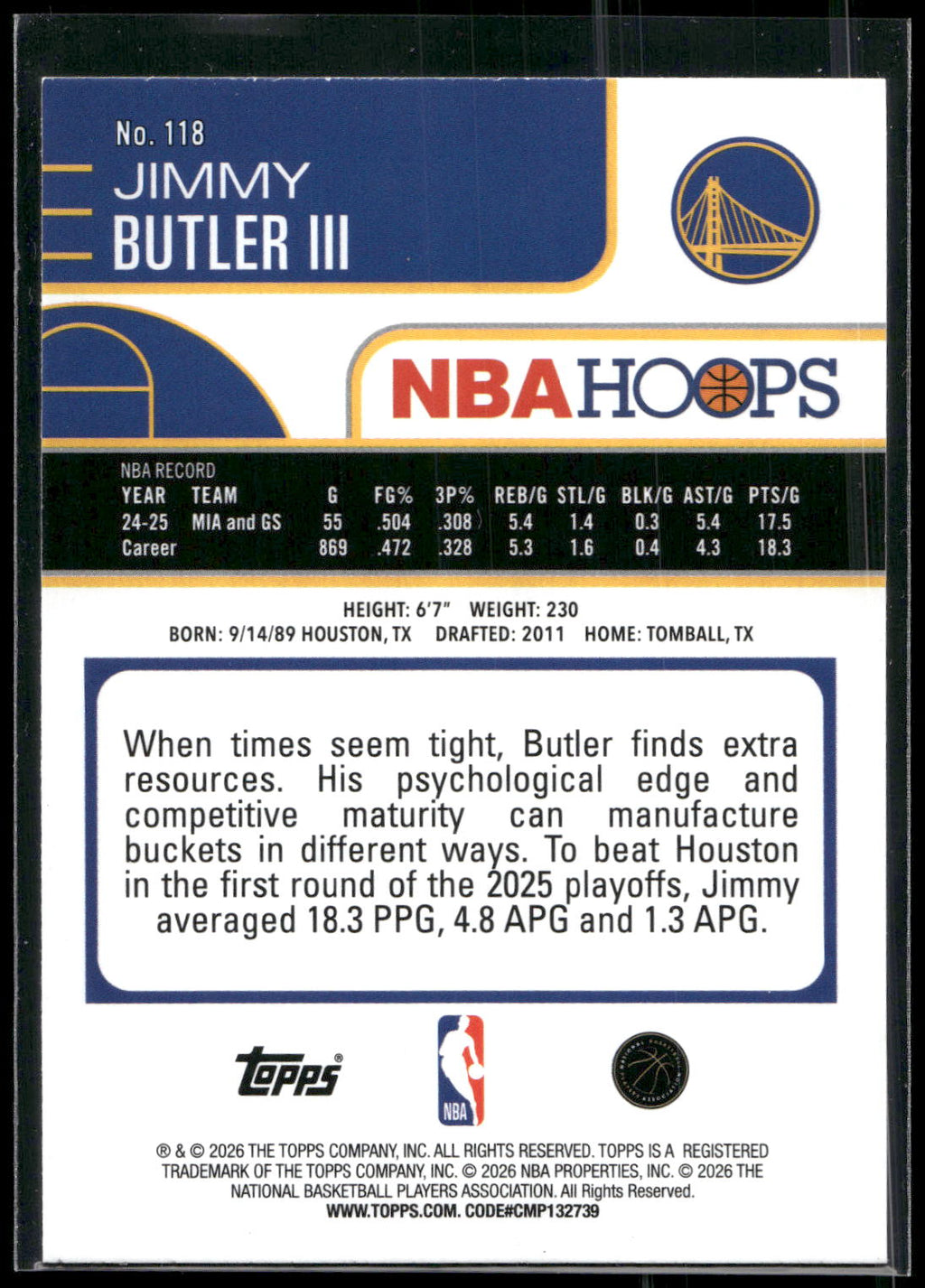 2025-26 Hoops #118 Jimmy Butler III