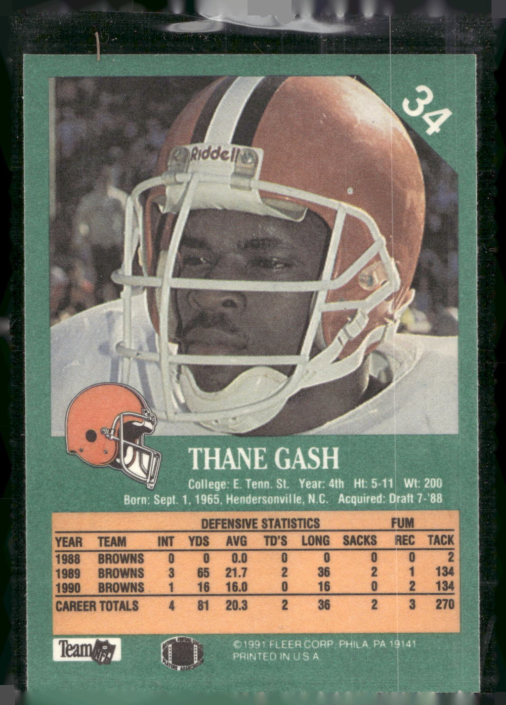 1991 Fleer #34 Thane Gash