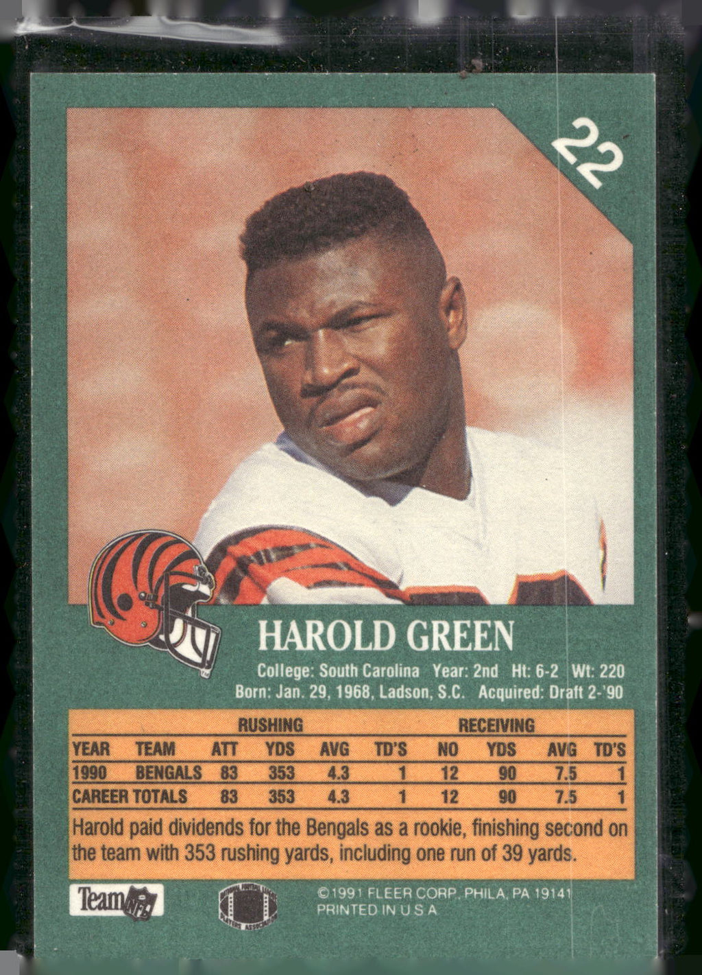 1991 Fleer #22 Harold Green