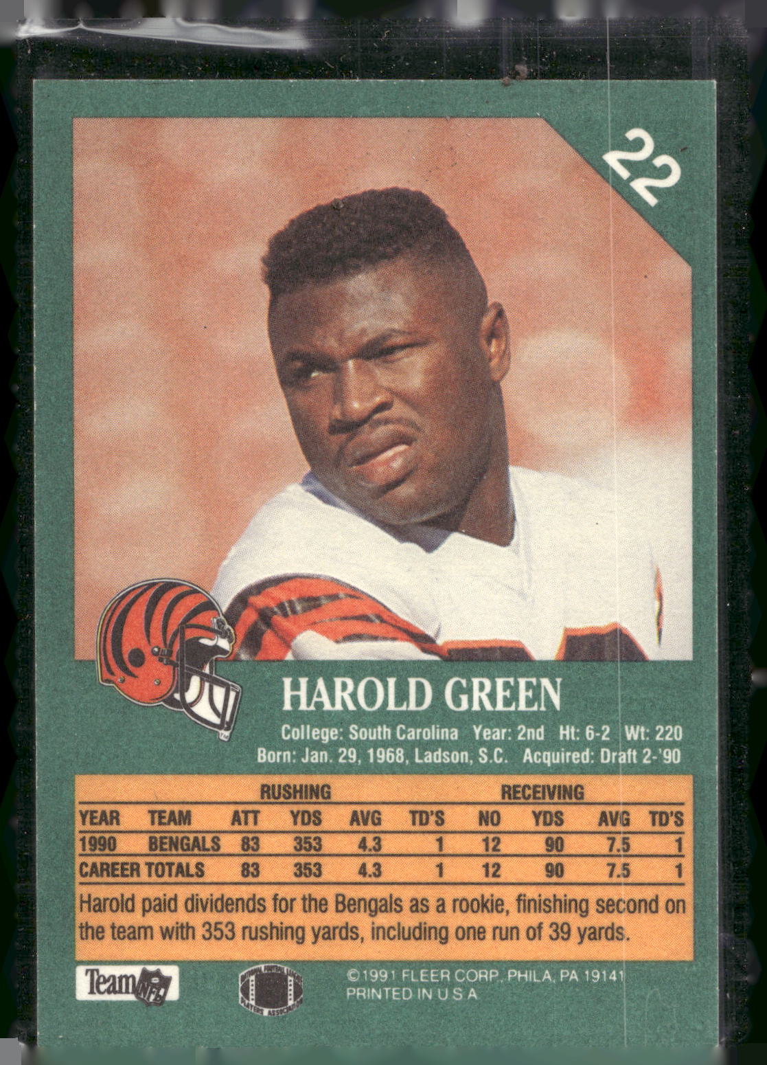 1991 Fleer #22 Harold Green
