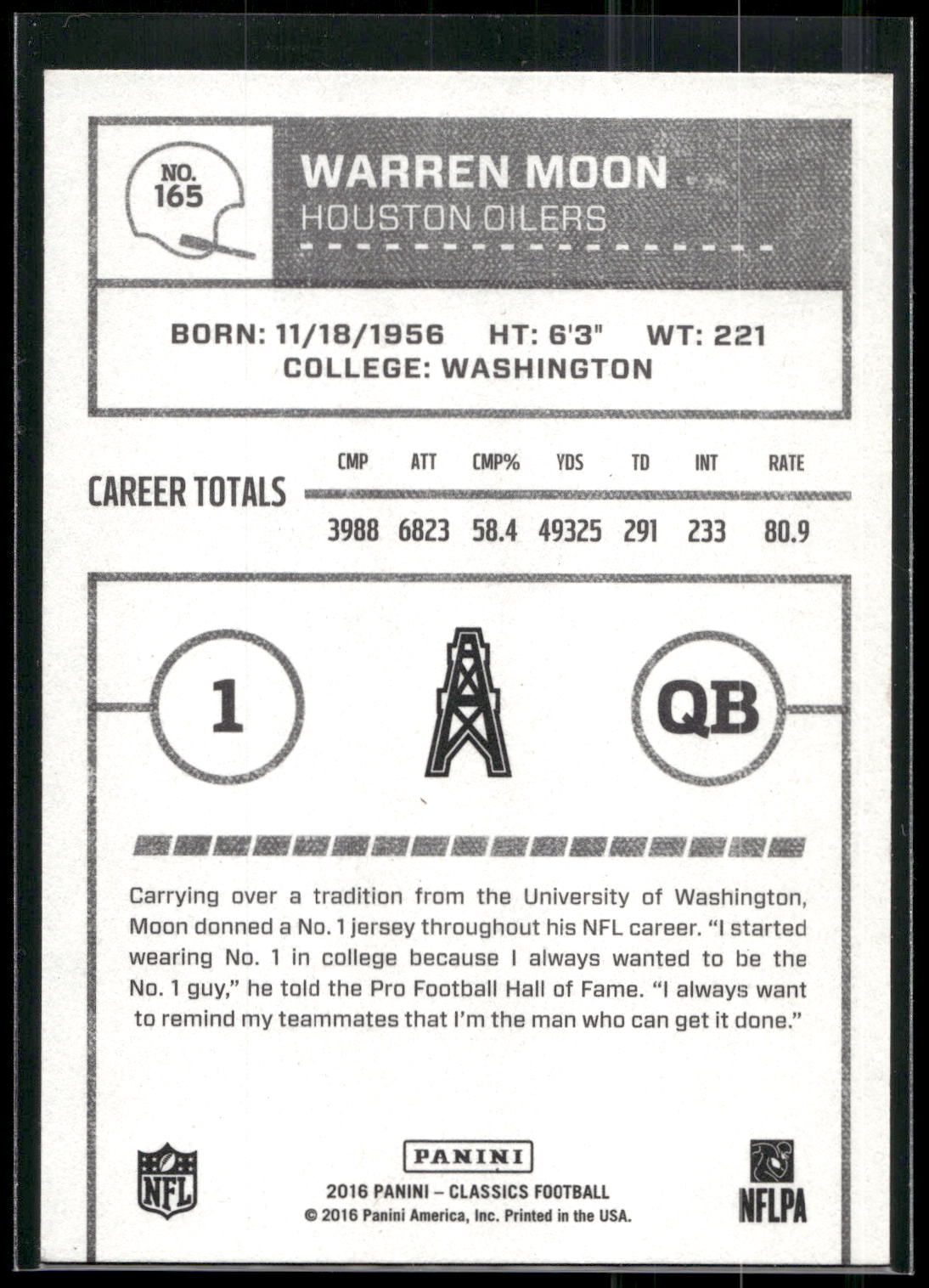 2016 Panini Classics #165 Warren Moon