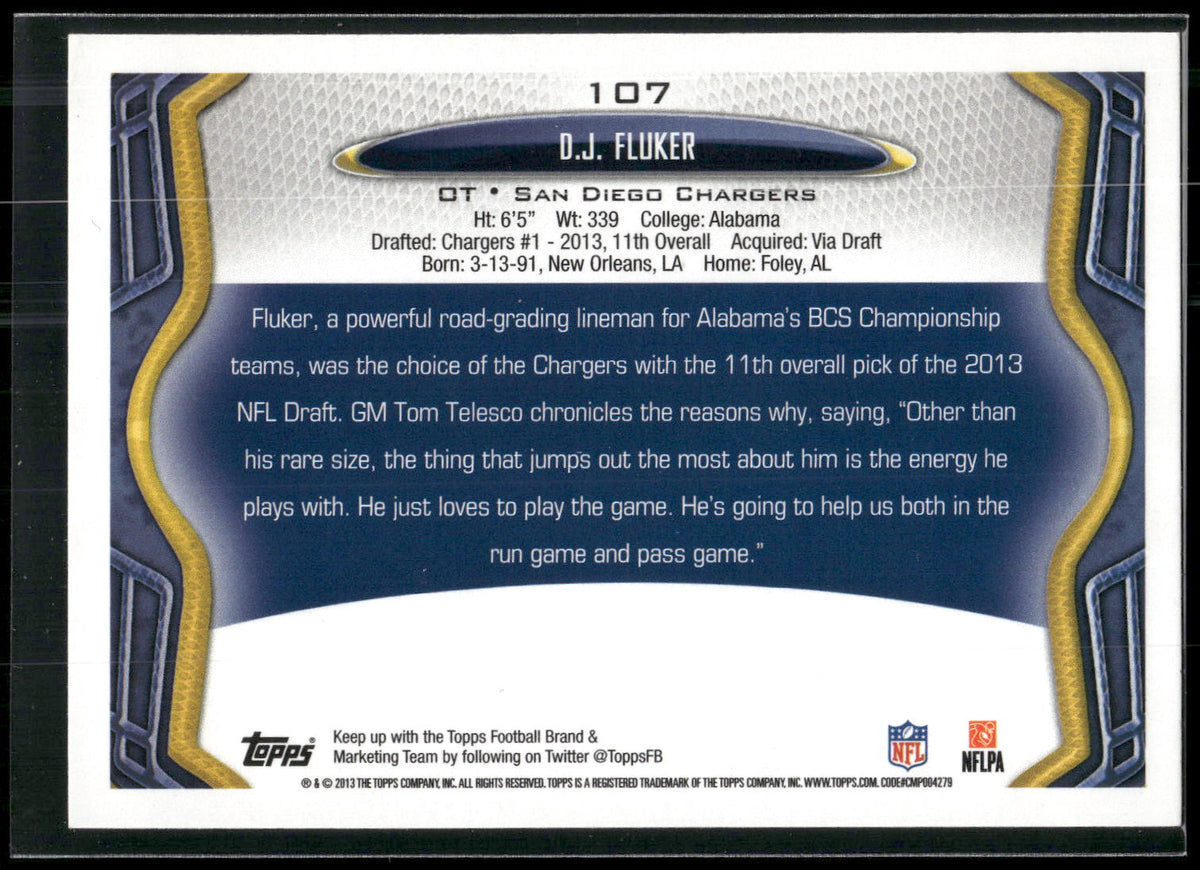 2013 Topps #107 D.J. Fluker