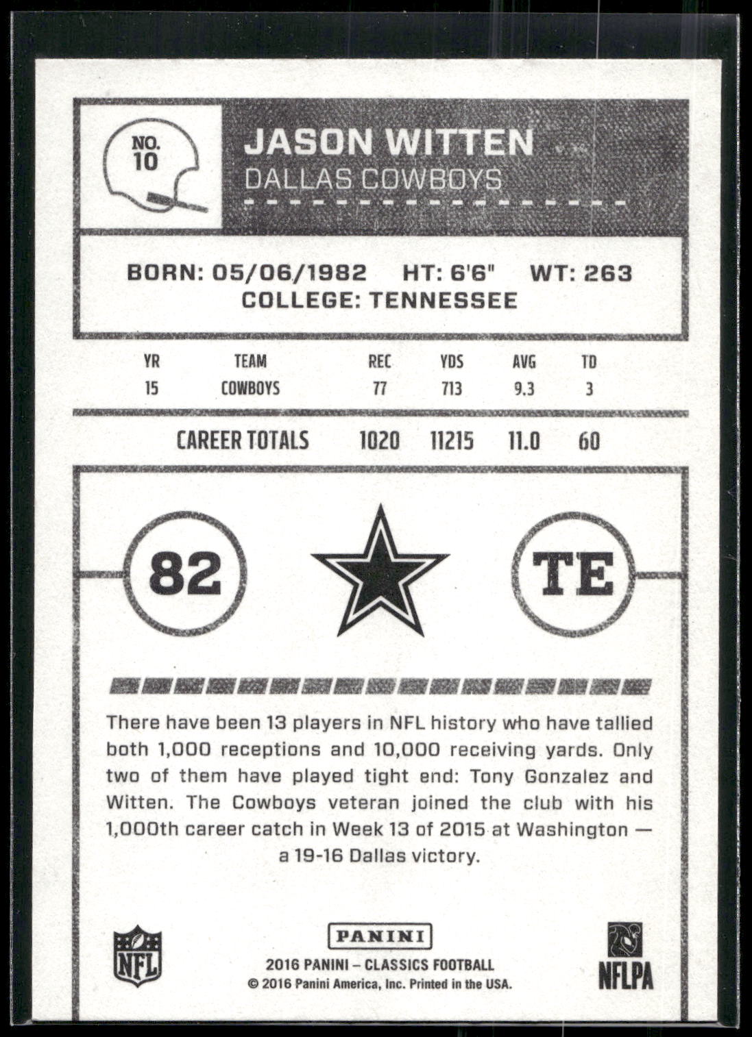 2016 Panini Classics #10 Jason Witten