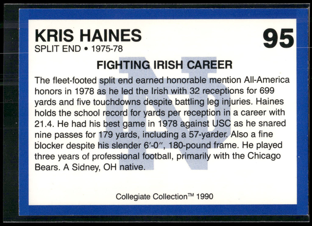 1990 Collegiate Collection Notre Dame #95 Kris Haines
