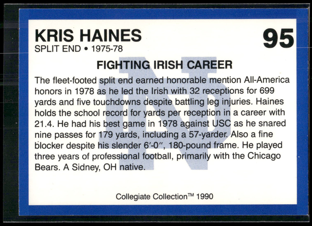 1990 Collegiate Collection Notre Dame #95 Kris Haines