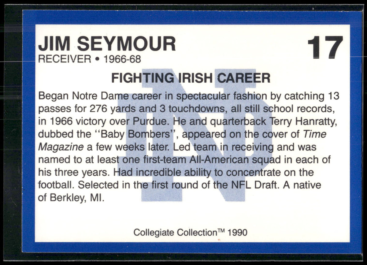 1990 Collegiate Collection Notre Dame #17 Jim Seymour
