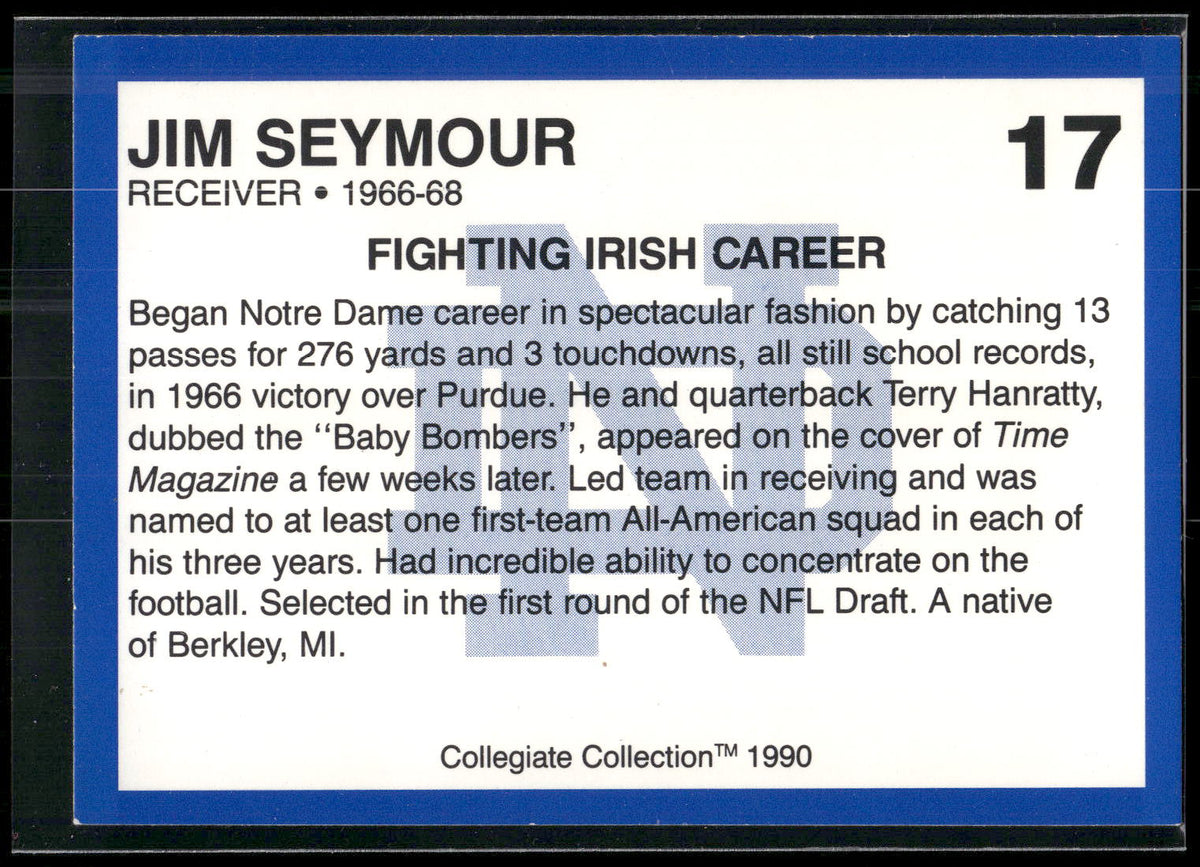 1990 Collegiate Collection Notre Dame #17 Jim Seymour
