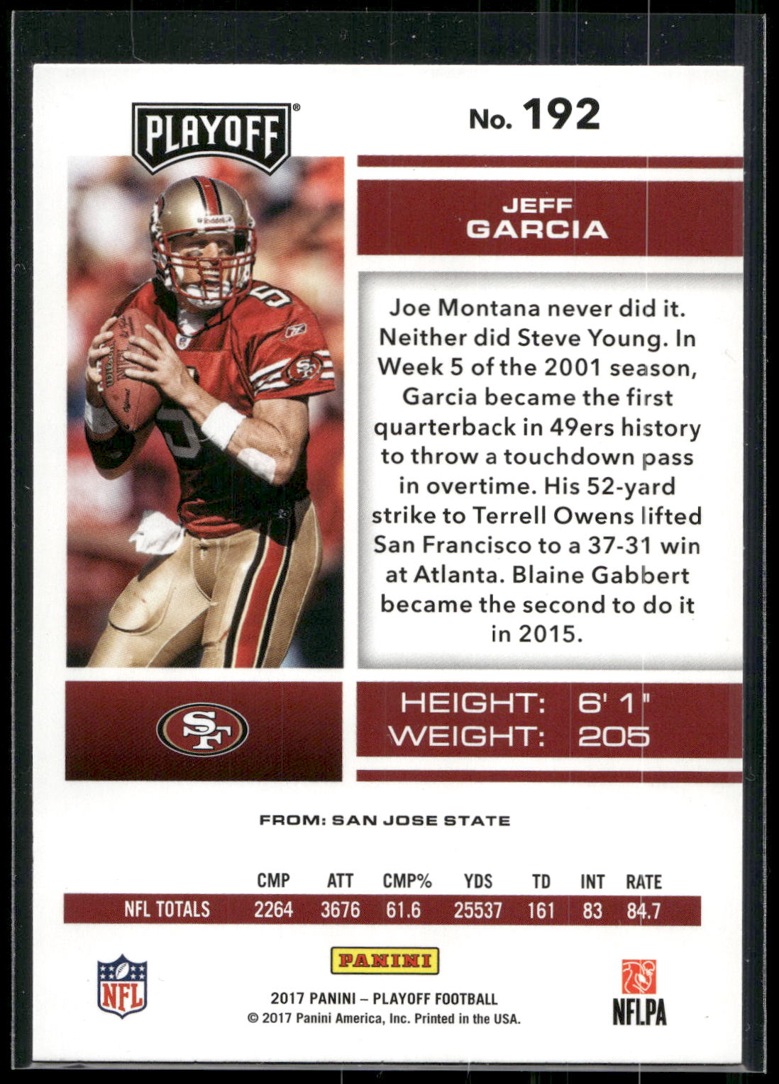2017 Panini Playoff #192 Jeff Garcia