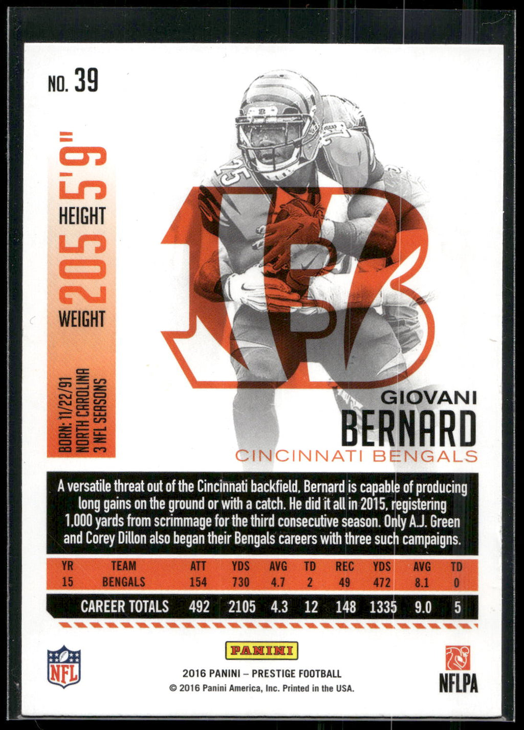 2016 Panini Prestige #39 Giovani Bernard