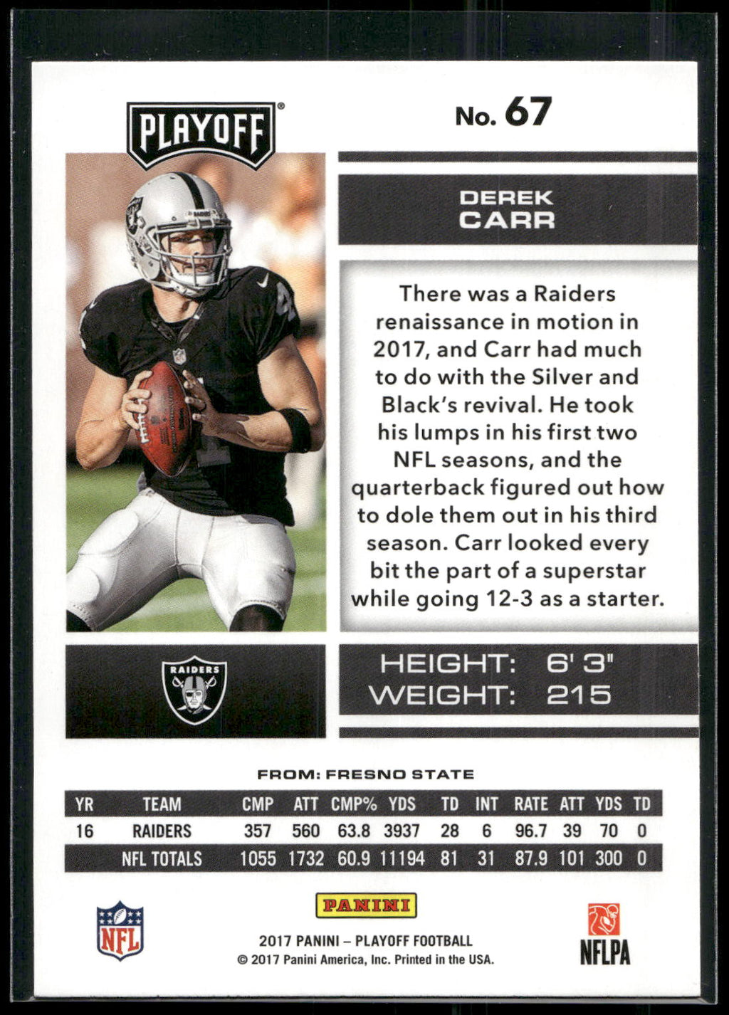 2017 Panini Playoff #67 Derek Carr