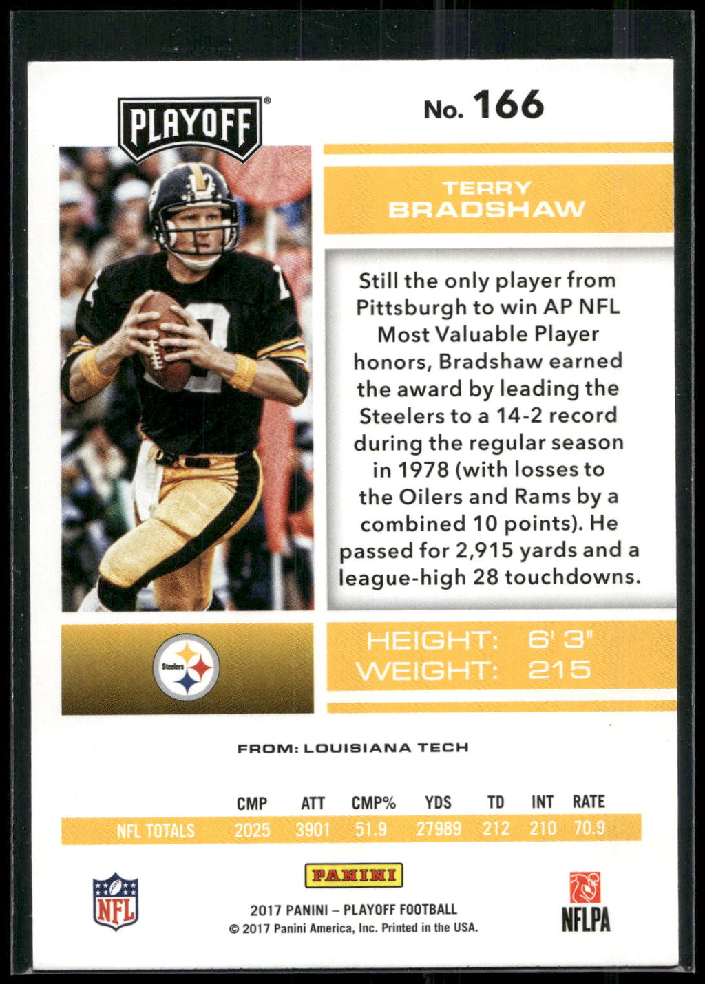 2017 Panini Playoff #166 Terry Bradshaw