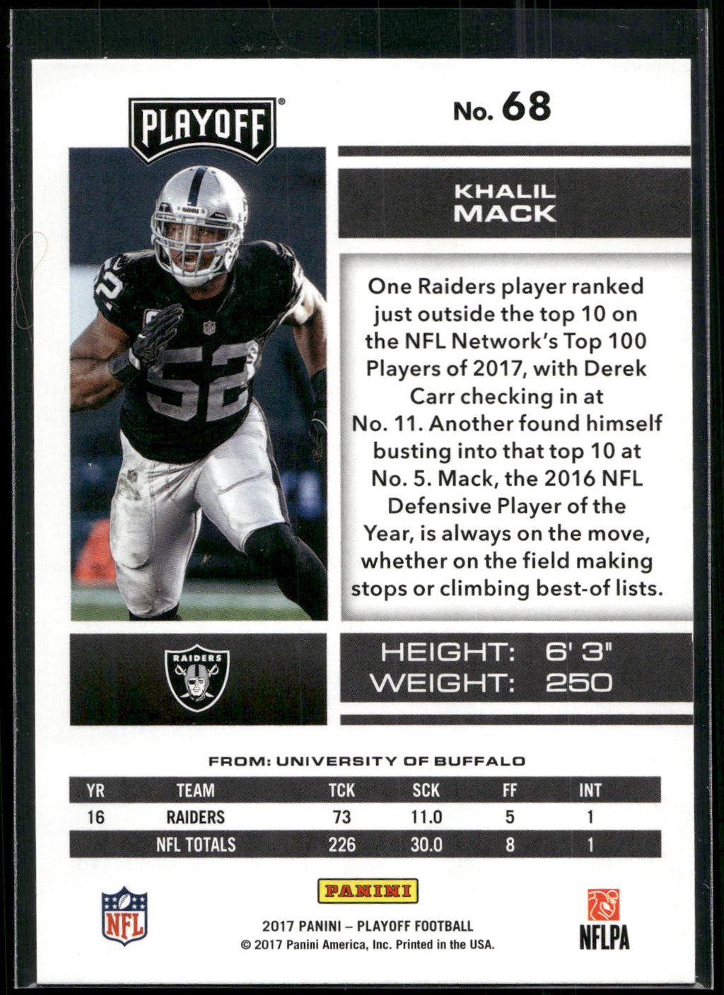 2017 Panini Playoff #68 Khalil Mack