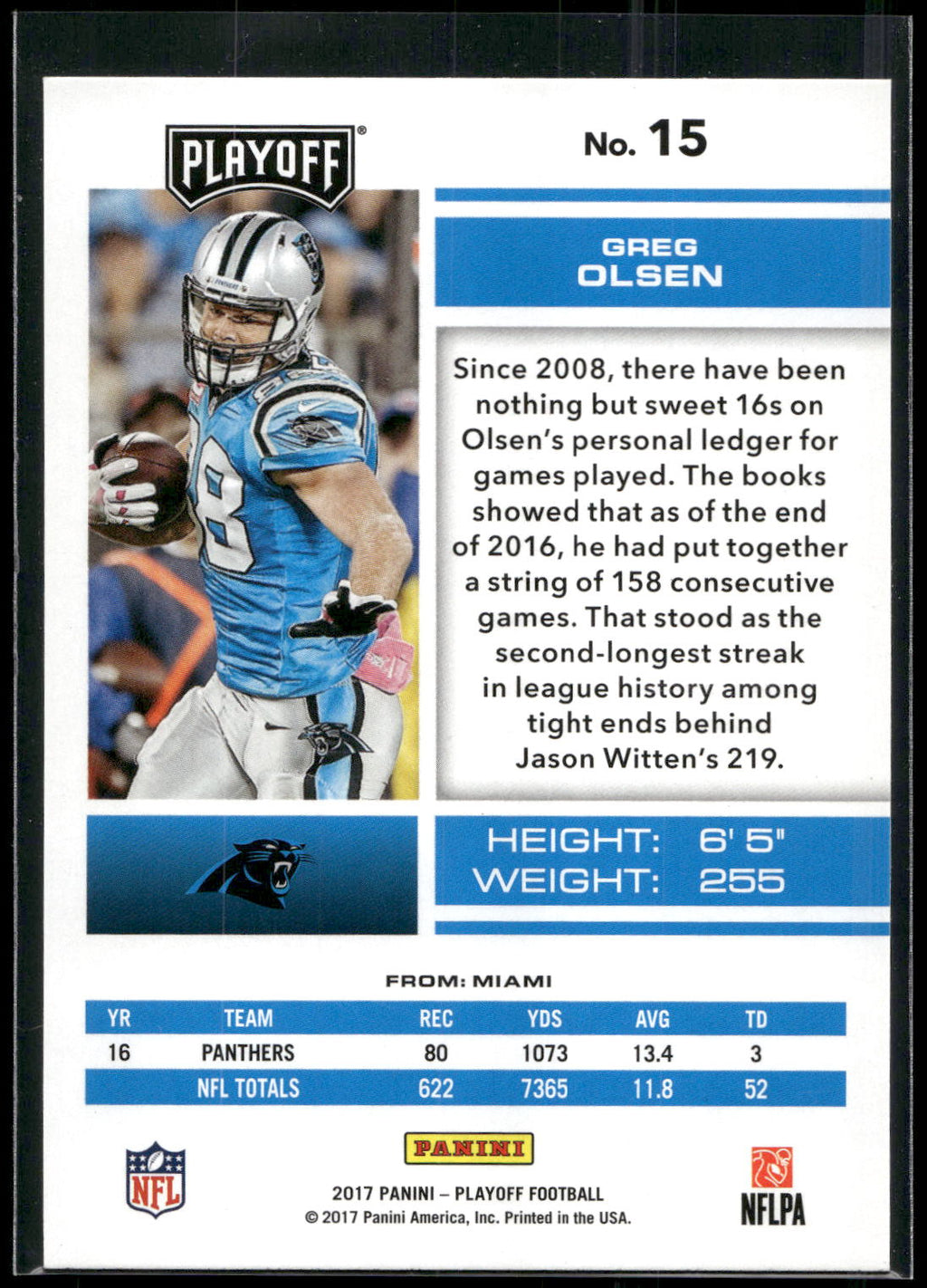 2017 Panini Playoff #15 Greg Olsen