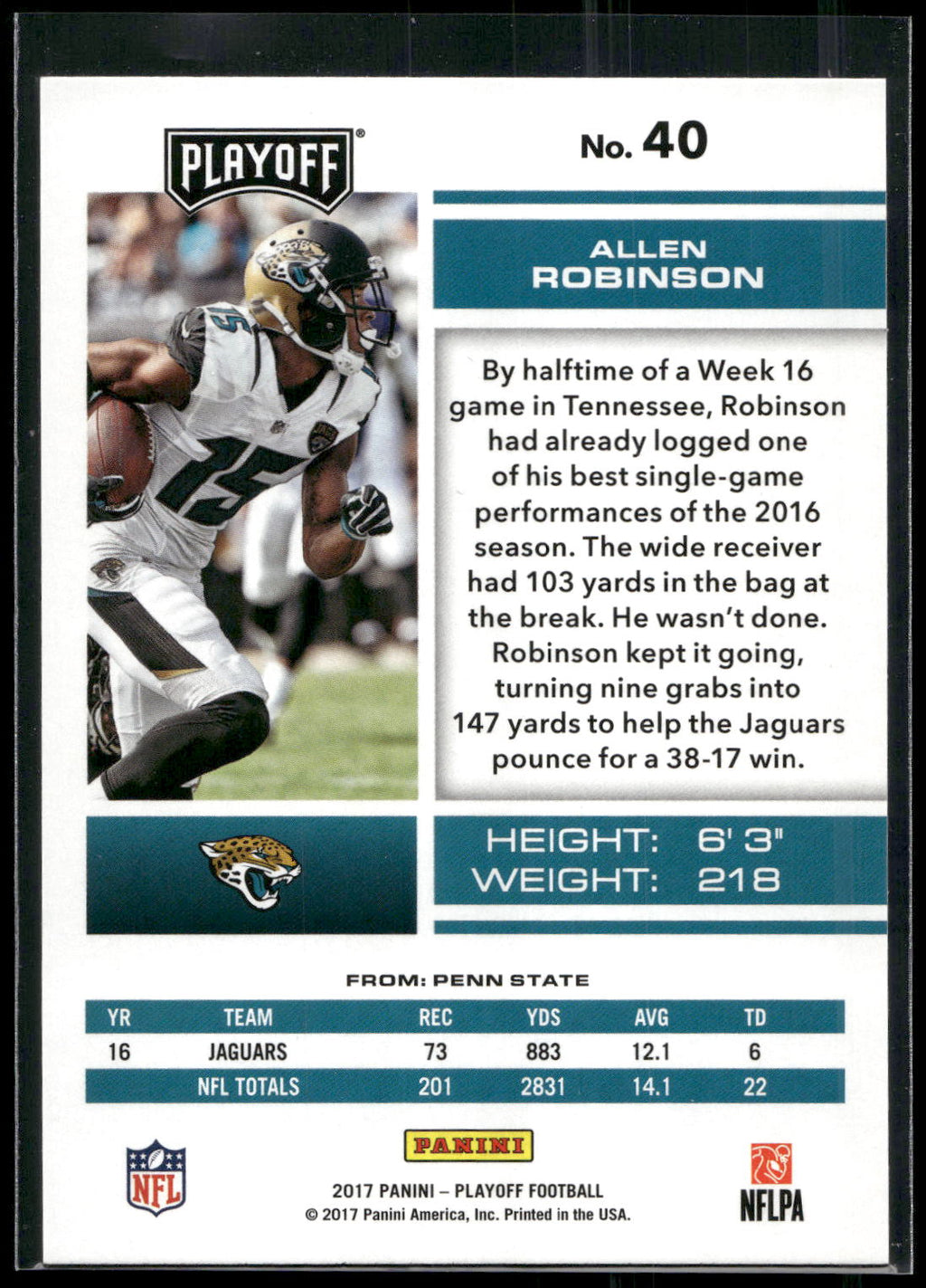 2017 Panini Playoff #40 Allen Robinson