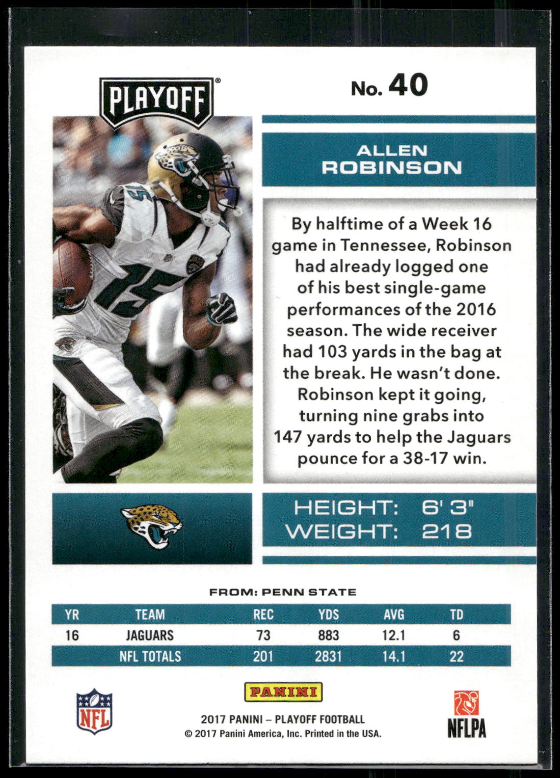 2017 Panini Playoff #40 Allen Robinson