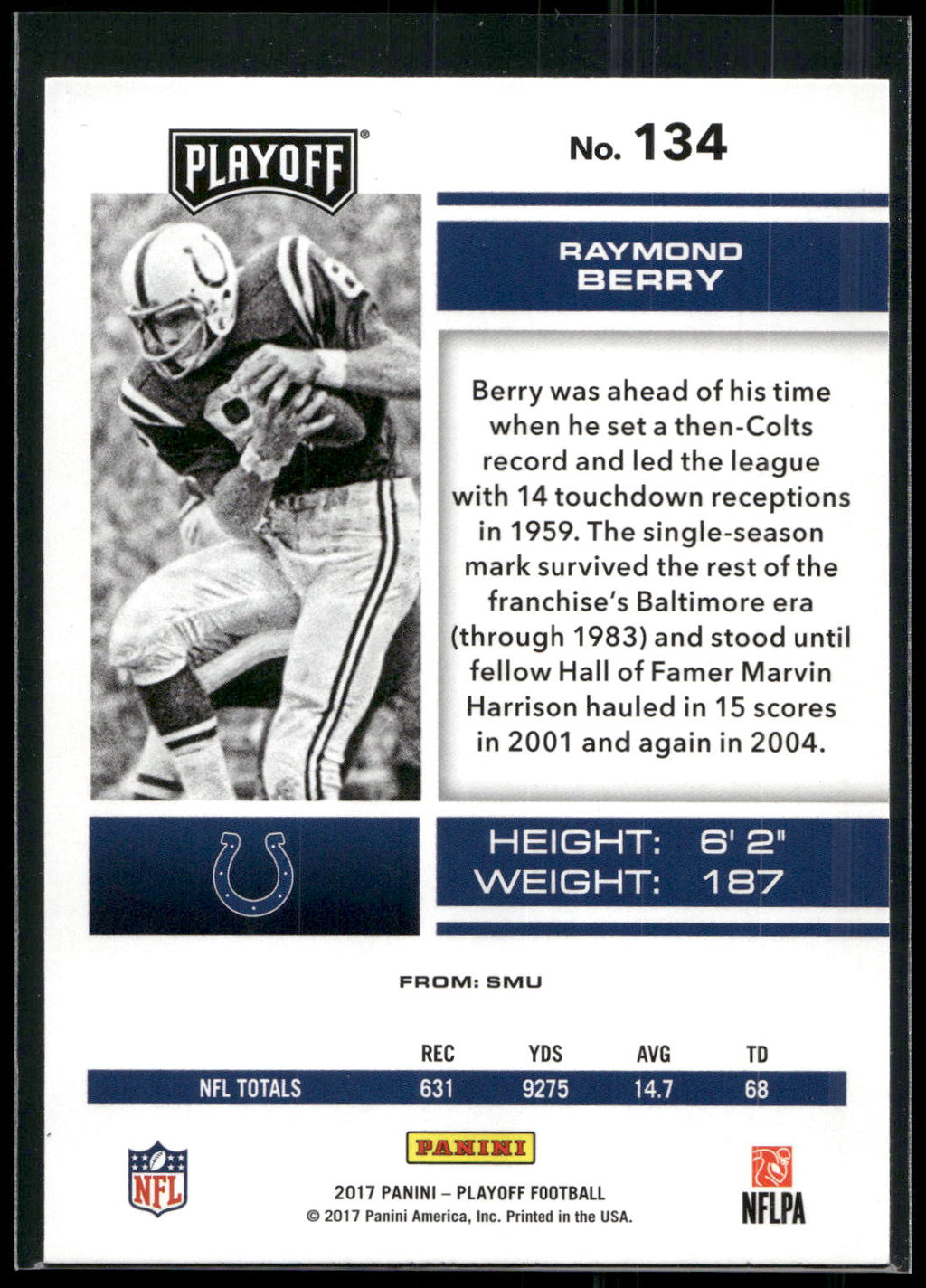 2017 Panini Playoff #134 Raymond Berry