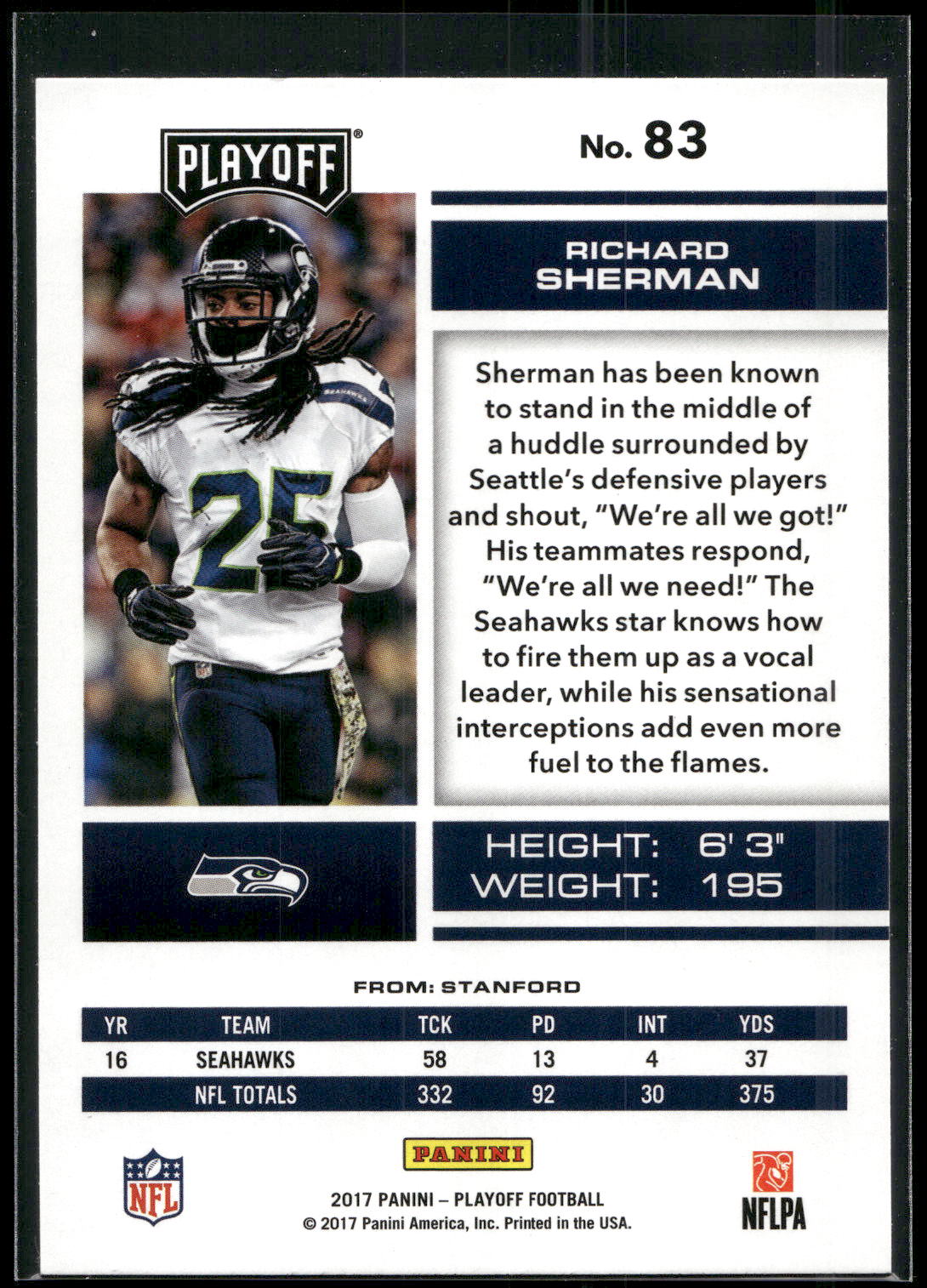 2017 Panini Playoff #83 Richard Sherman