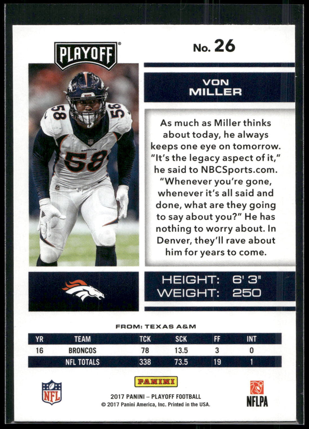2017 Panini Playoff #26 Von Miller