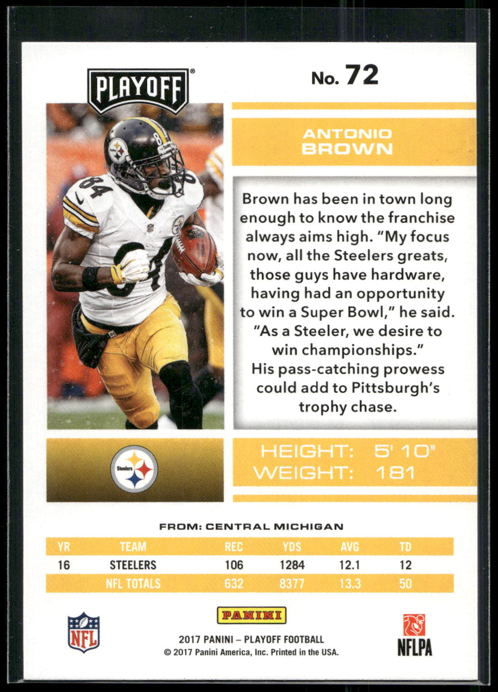 2017 Panini Playoff #72 Antonio Brown