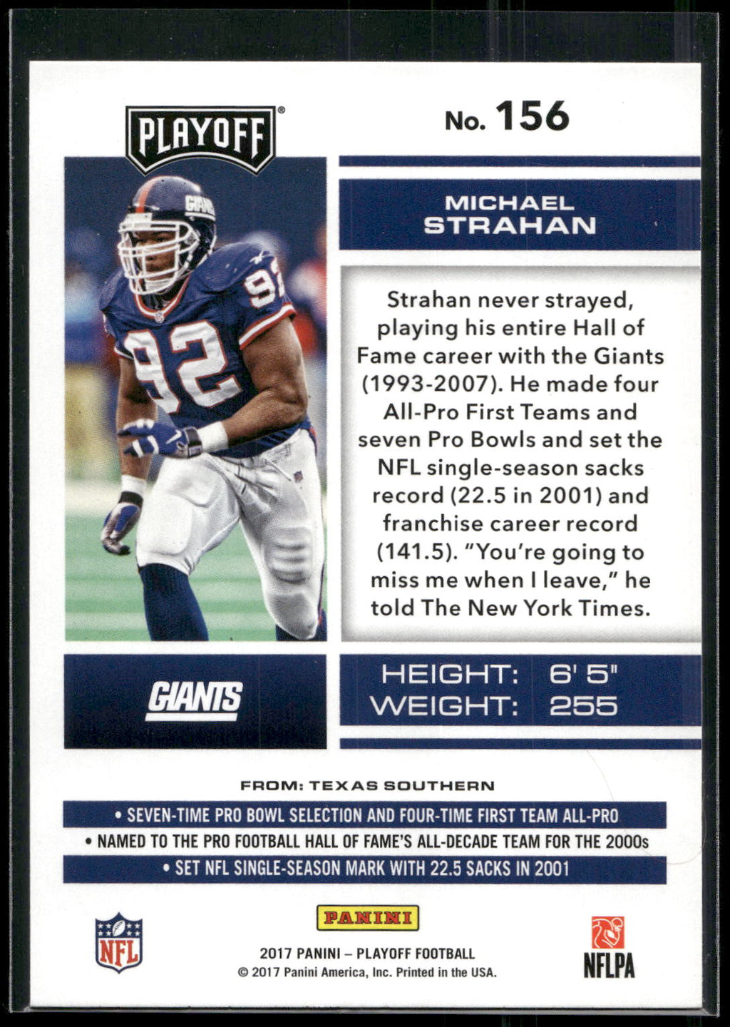 2017 Panini Playoff #156 Michael Strahan