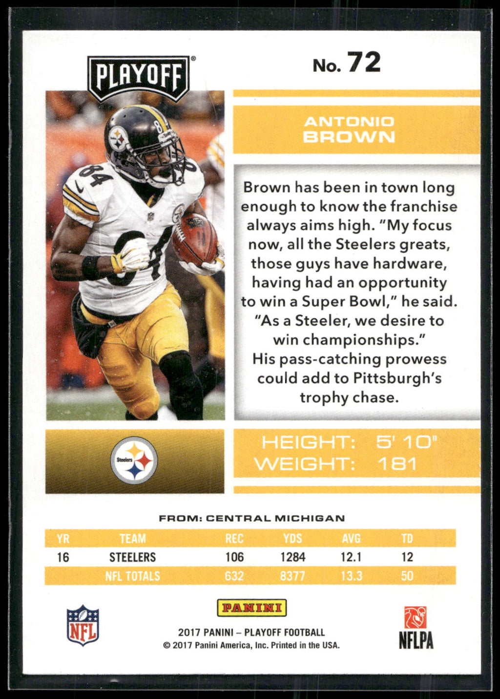 2017 Panini Playoff #72 Antonio Brown