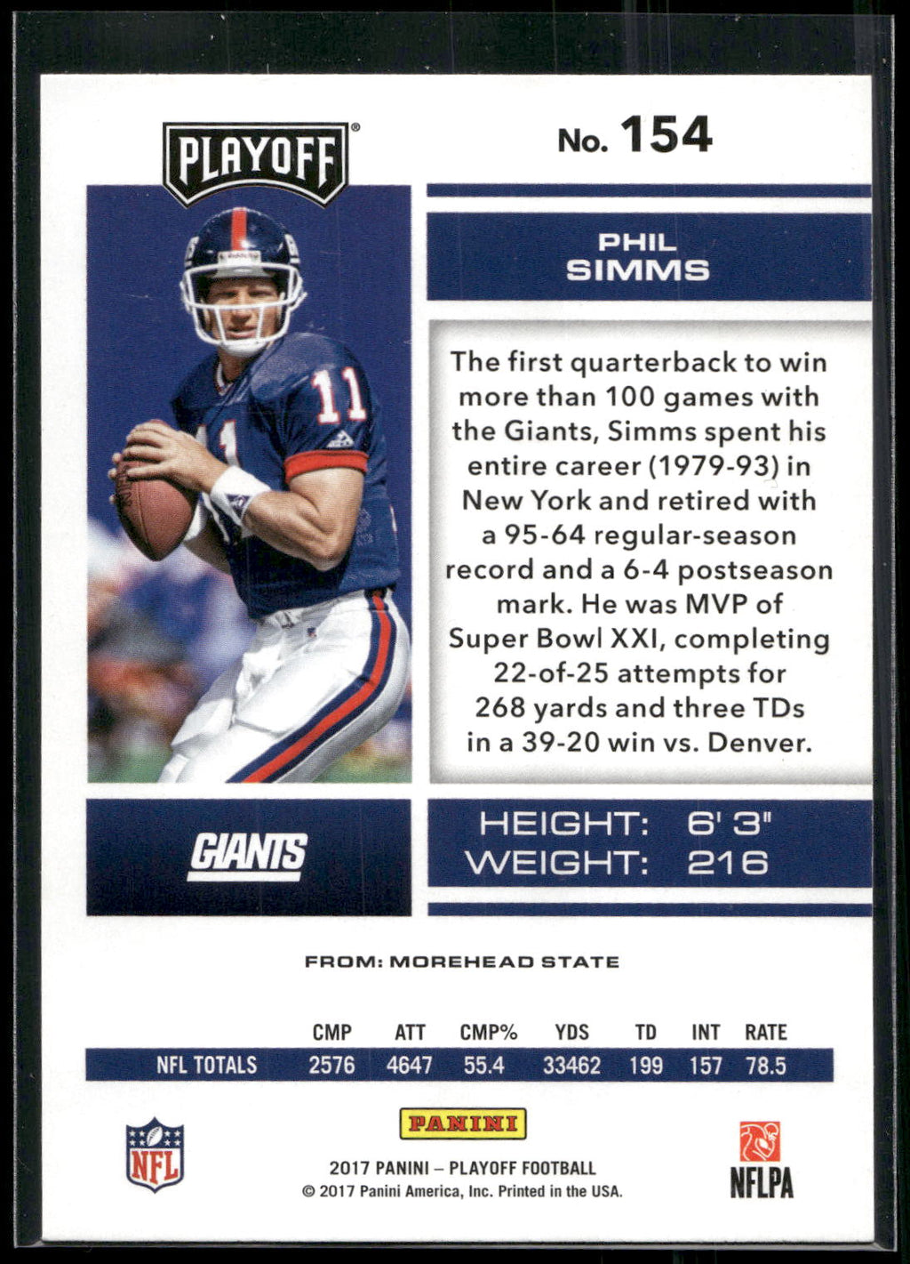 2017 Panini Playoff #154 Phil Simms