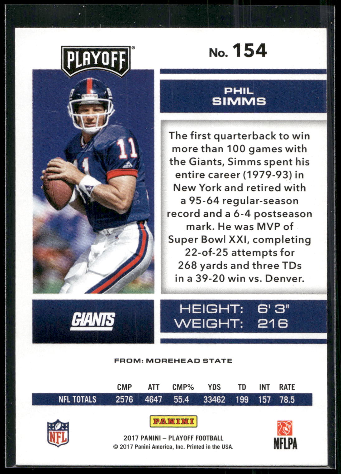 2017 Panini Playoff #154 Phil Simms