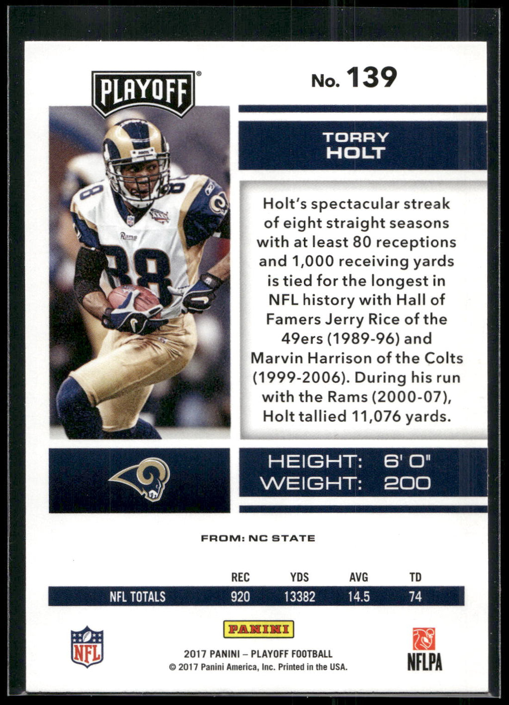 2017 Panini Playoff #139 Torry Holt