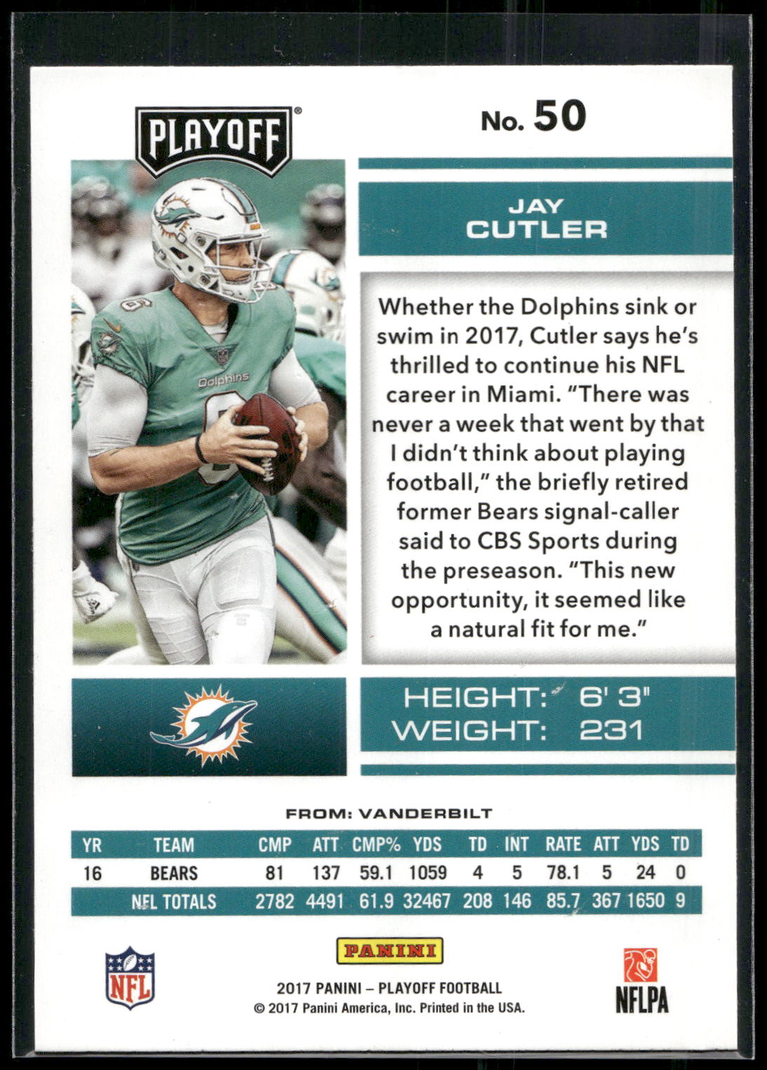 2017 Panini Playoff #50 Jay Cutler