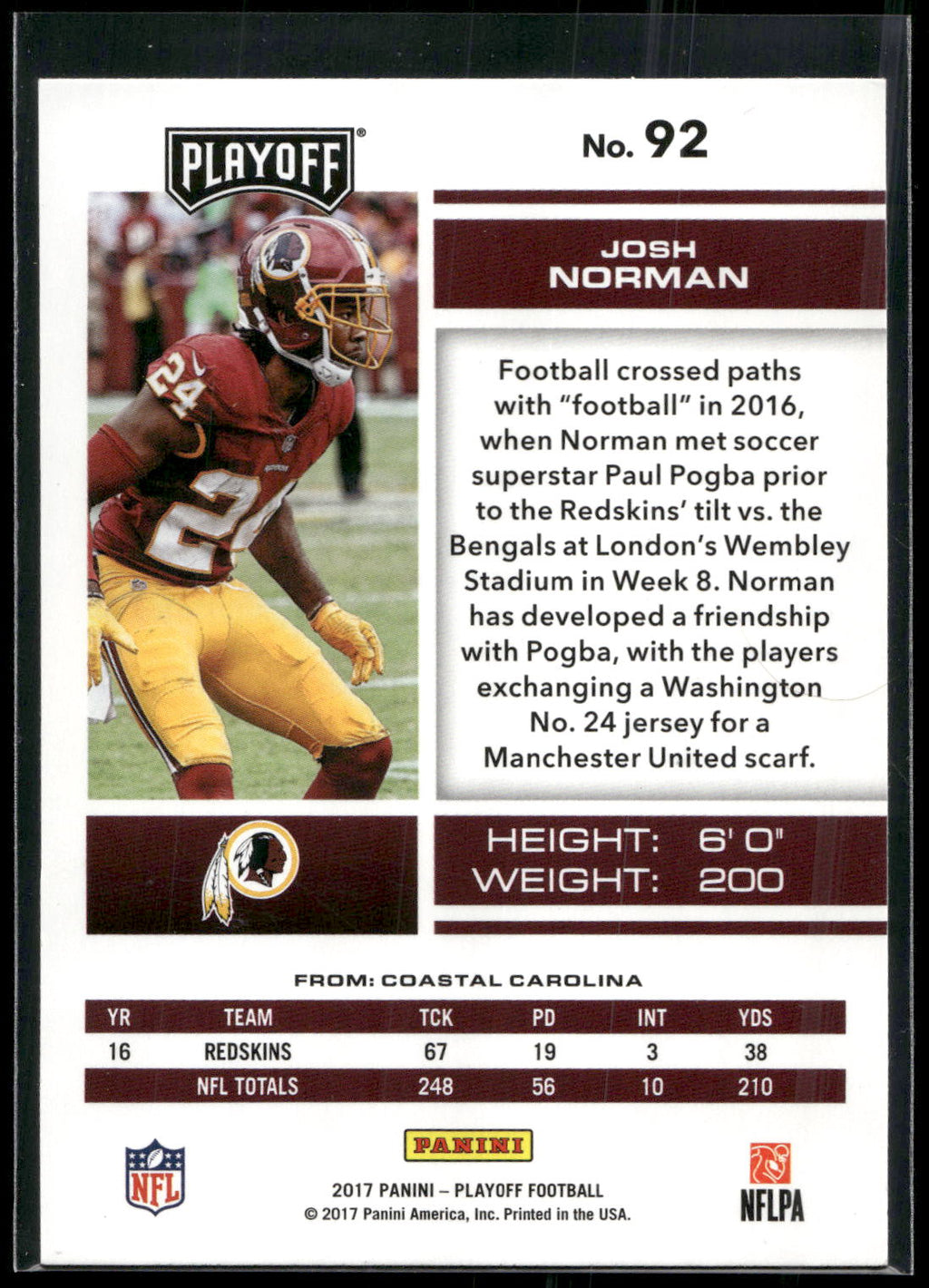 2017 Panini Playoff #92 Josh Norman