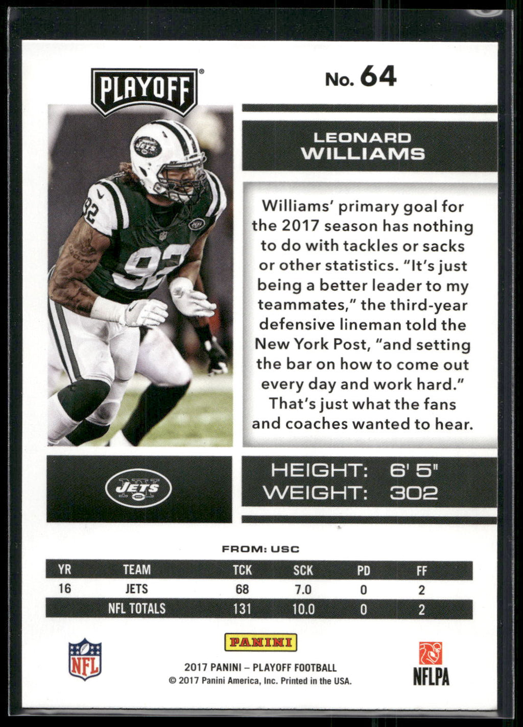 2017 Panini Playoff #64 Leonard Williams