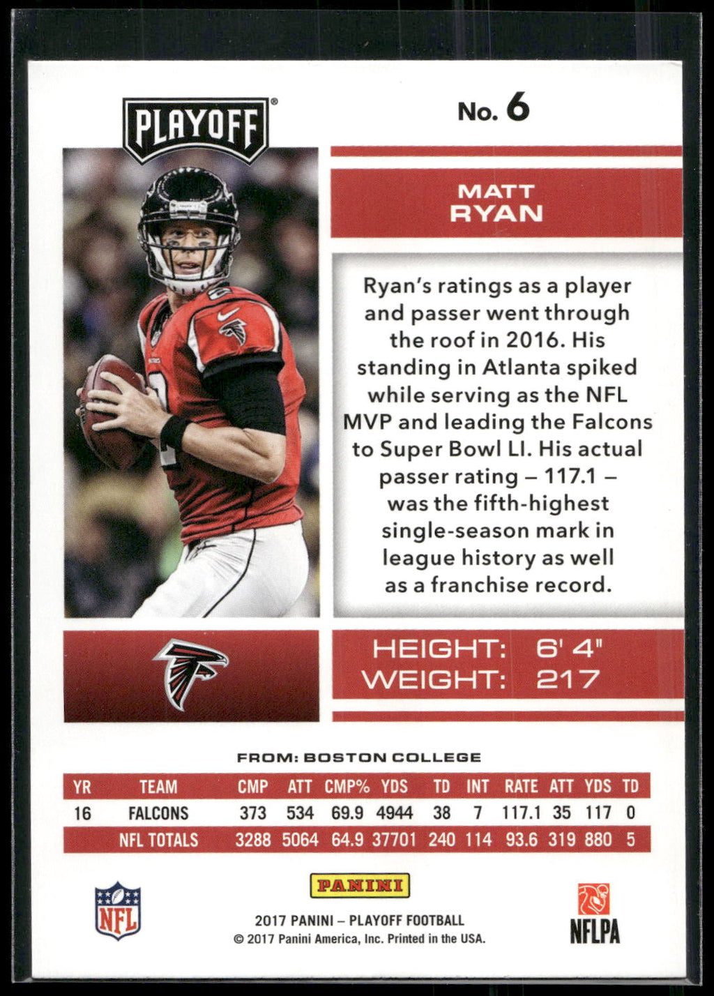 2017 Panini Playoff #6 Matt Ryan