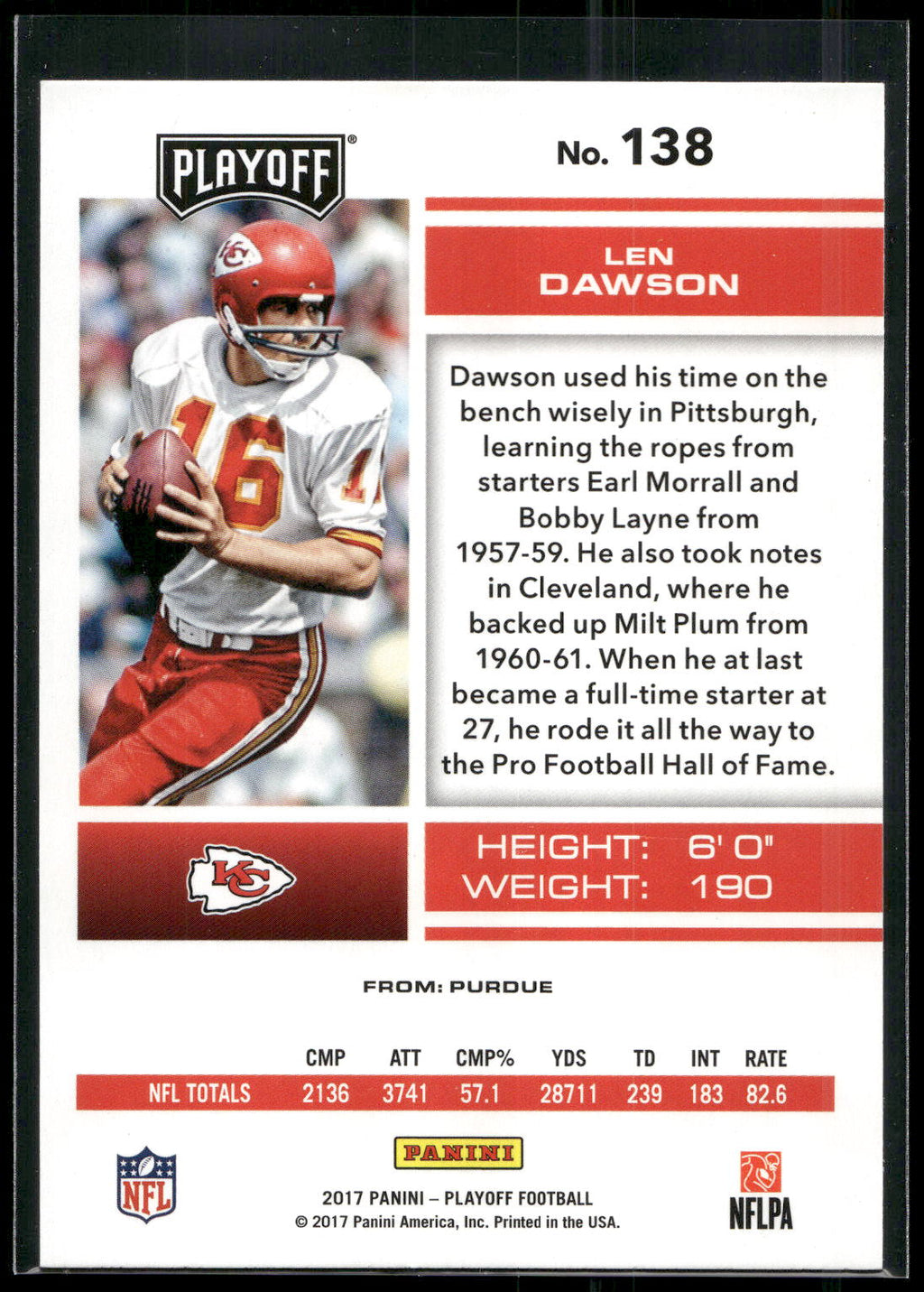 2017 Panini Playoff #138 Len Dawson