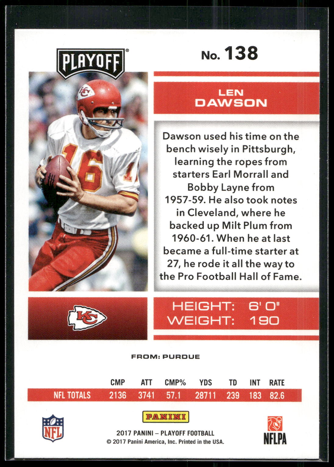 2017 Panini Playoff #138 Len Dawson