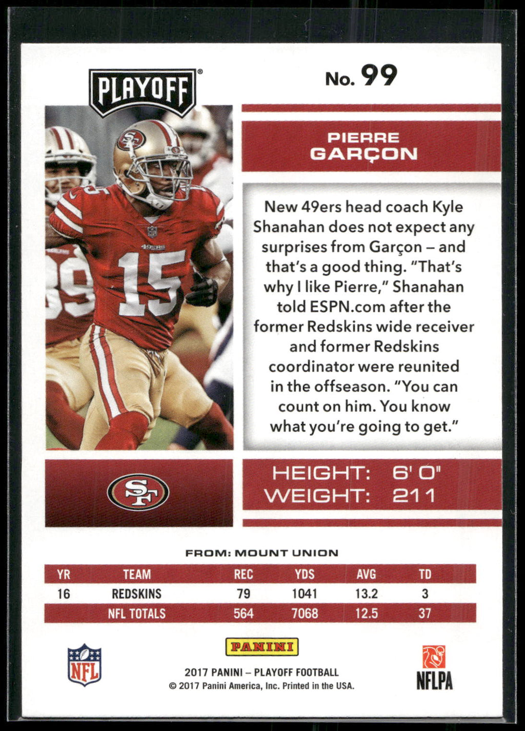 2017 Panini Playoff #99 Pierre Garcon